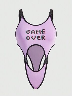 Lilac "GAME OVER" Cutout One-Piece